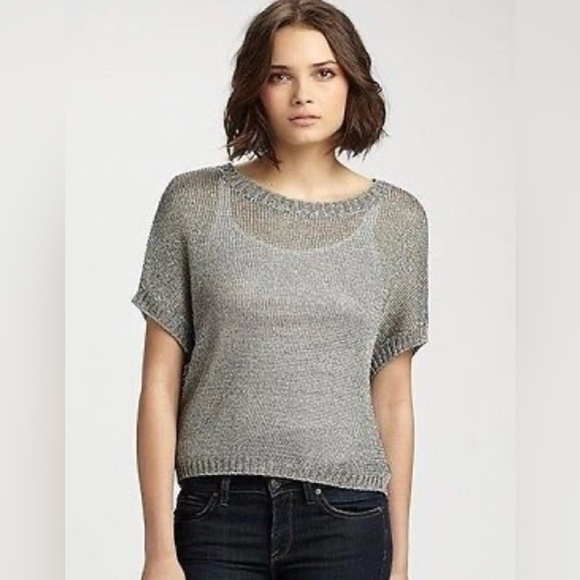 NWOT! VINCE women’s metallic mesh top - Picture 3 of 7